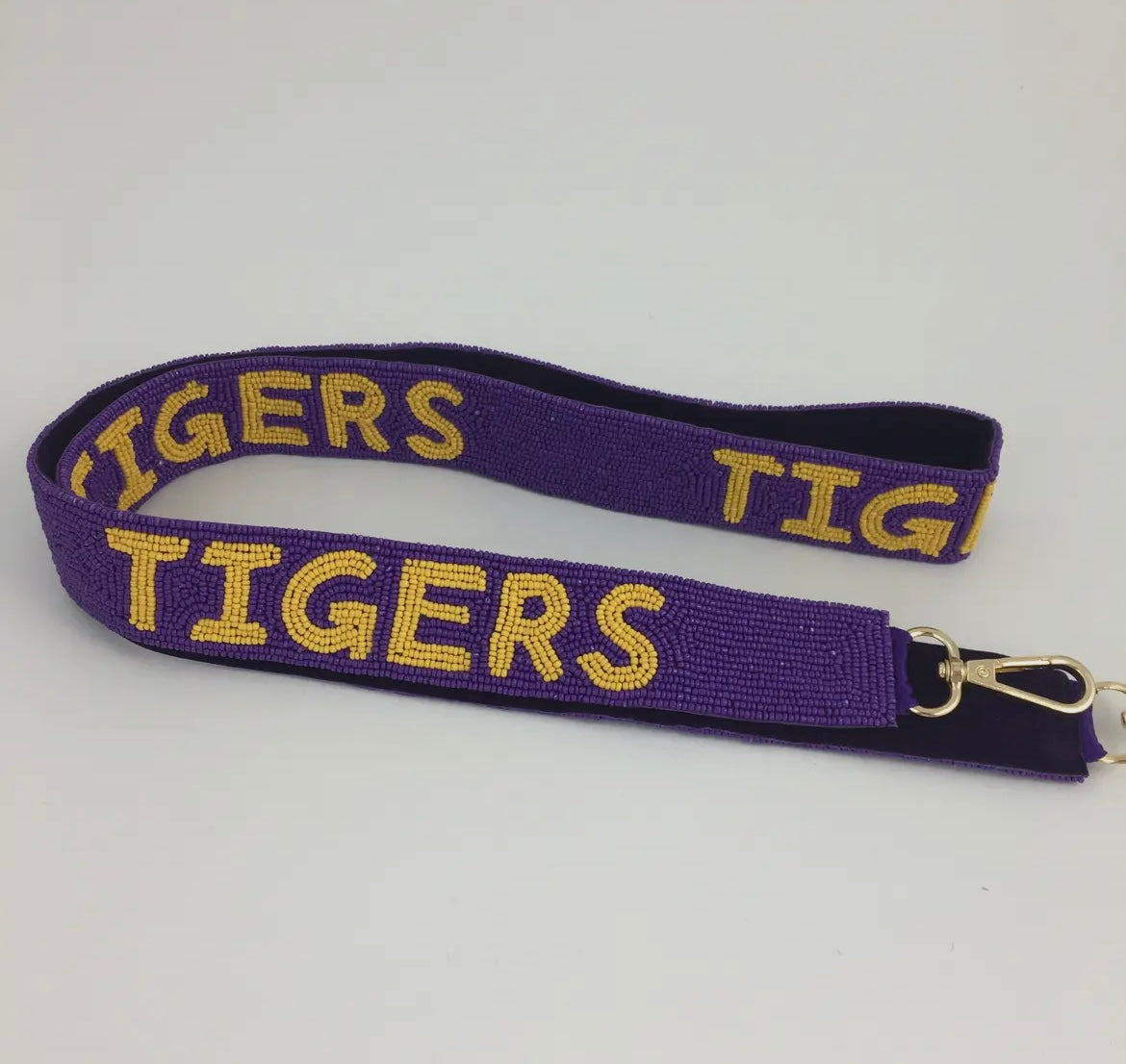 Beaded Tigers Purse Strap PURP