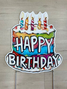 Happy Birthday Cake Yard Sign