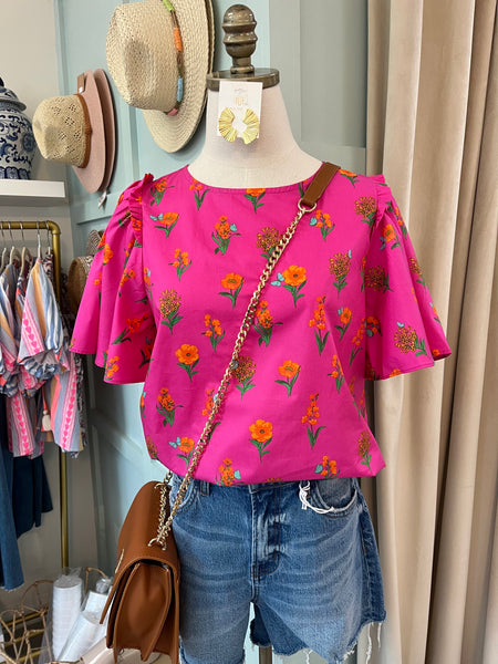 Melon Floral Tallie Top
