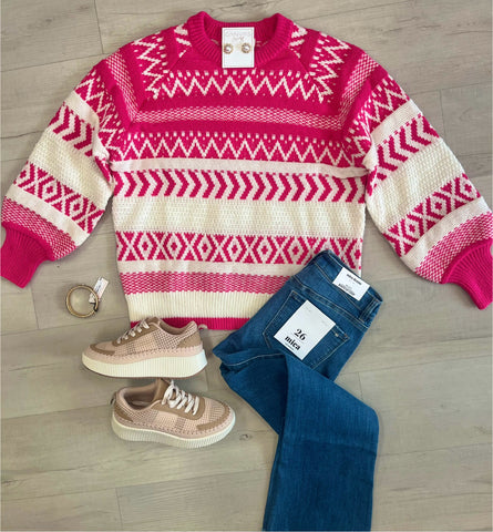 Fair Aisle Pink Sweater