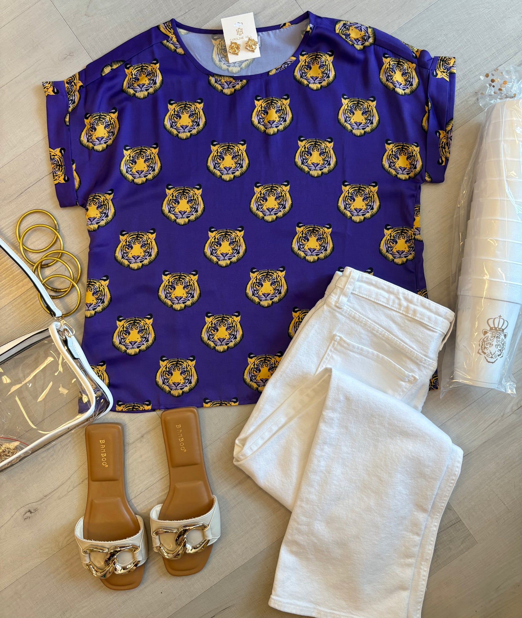 Tiger Print Top Purple