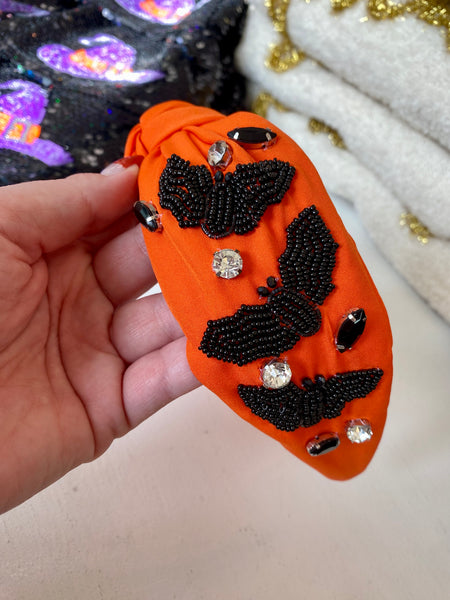Beaded Bat Handband Orange