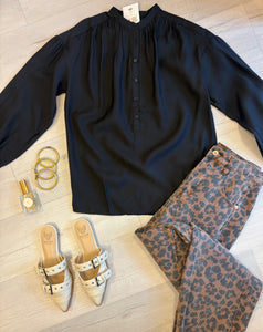 Frankie Button Up Blouse Black
