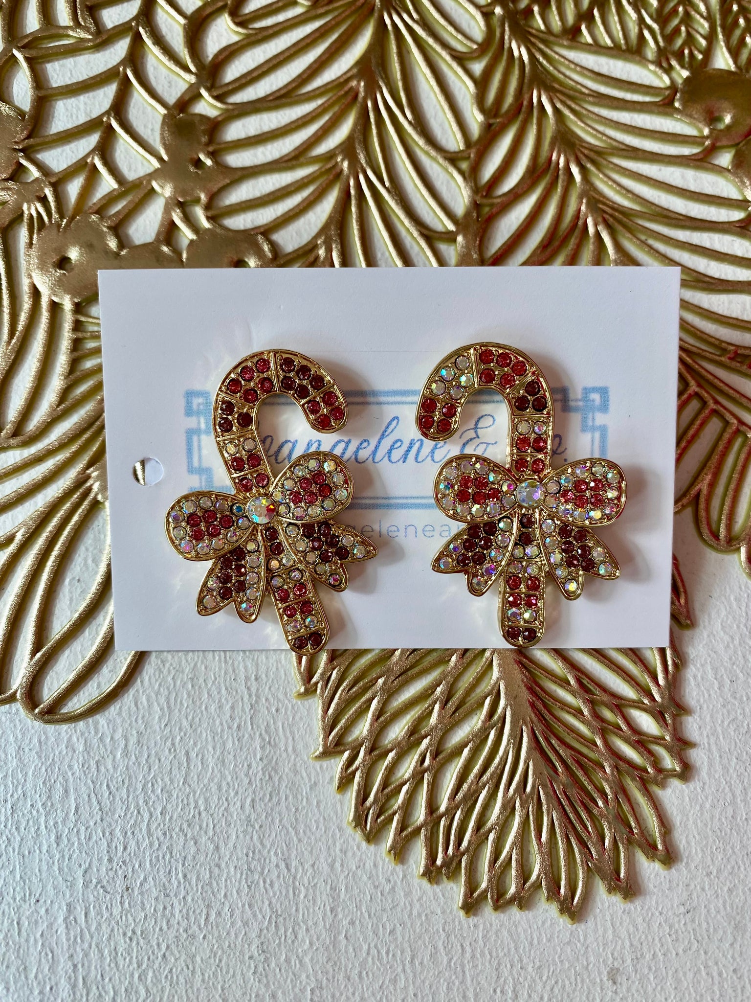 Candy Cane Jeweled Earring