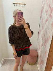 Falling For Cheeta SS Velvet Top