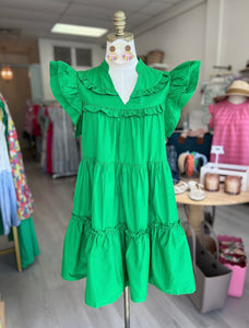 Kat Flutter Slv.Dress Green