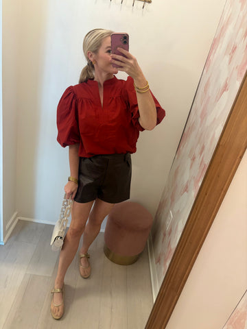 Feels Like Fall VNeck Blouse Red