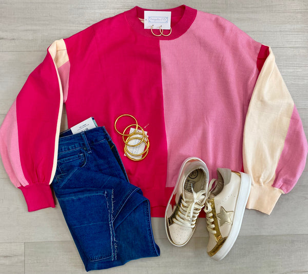 Pink Colorblock Sweater