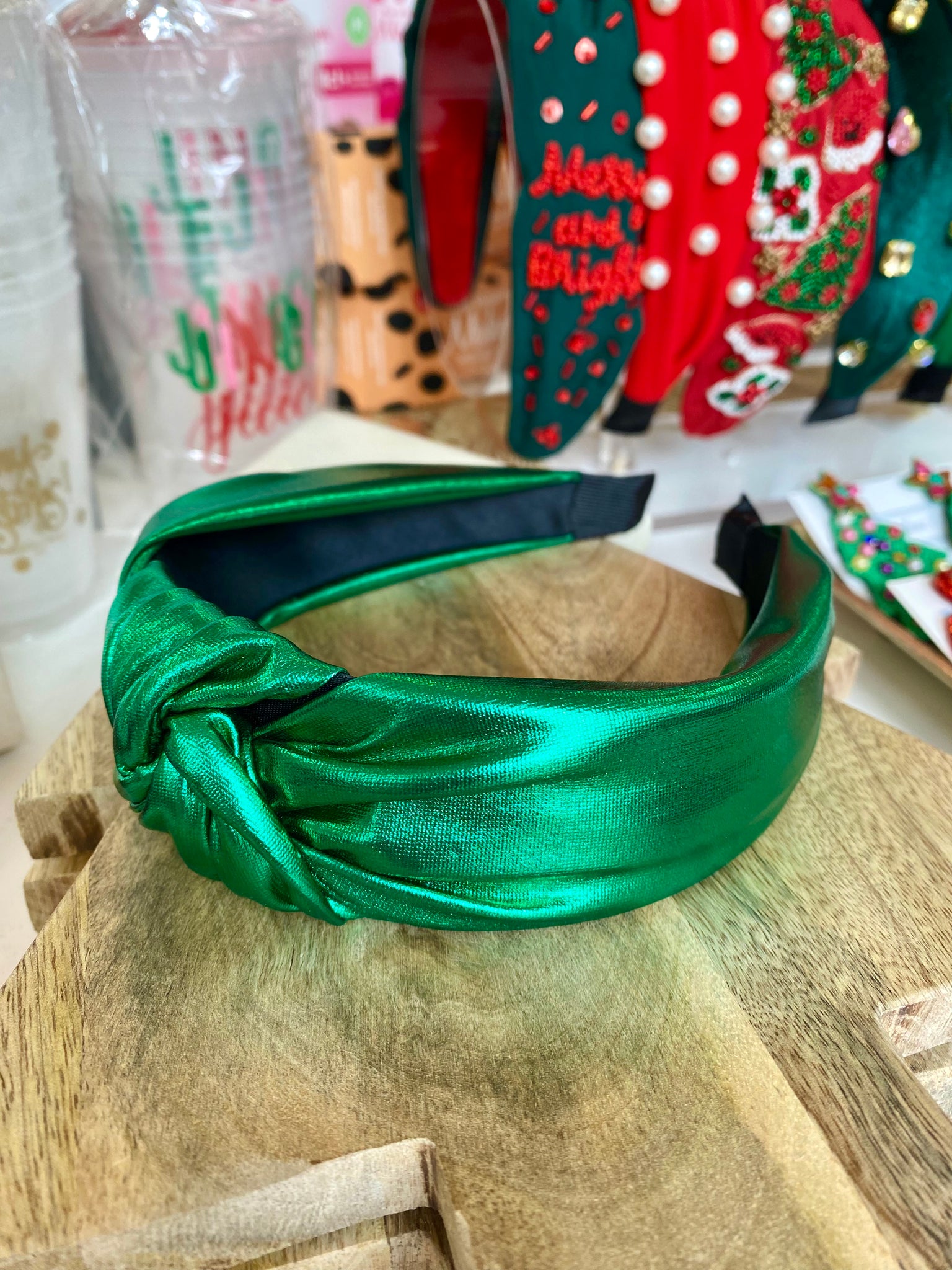 Green Metallic Knot Headband