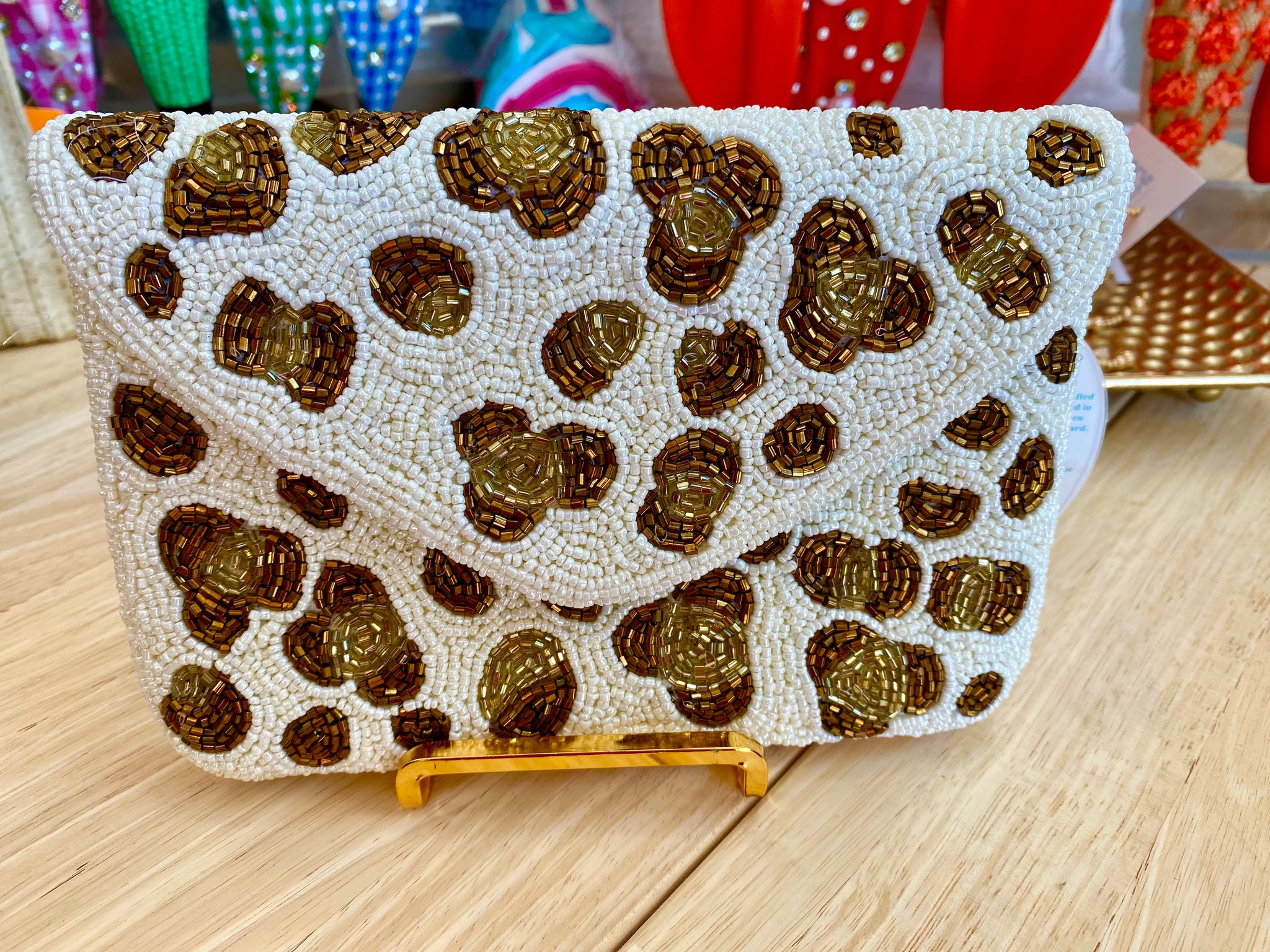 Leopard Small Beaded Clutch