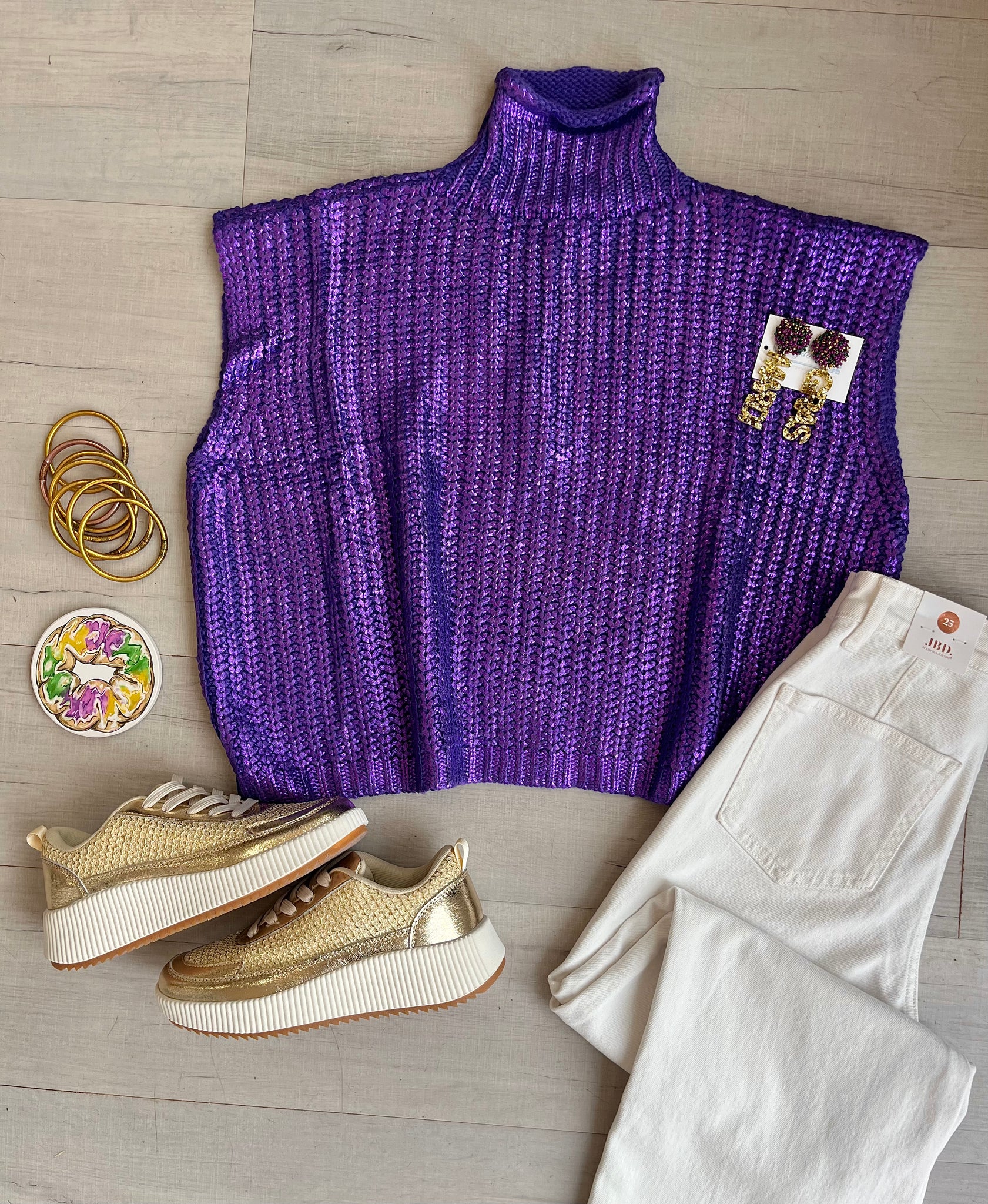 Purple Metallic SS Sweater