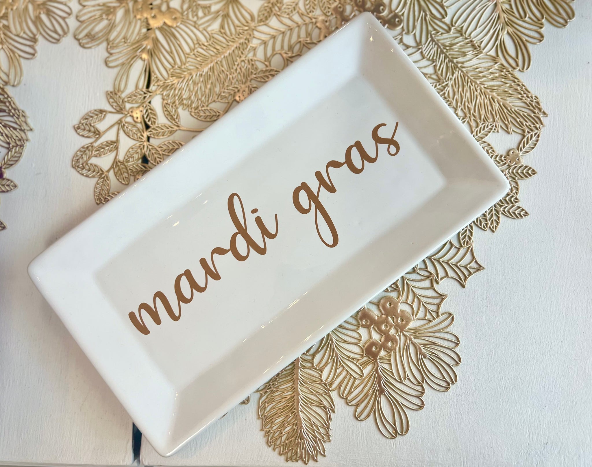 Mardi Gras Script Platter 12x 6.5