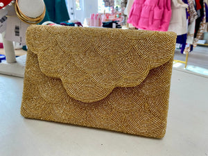 Beaded Scallop Gold Purse