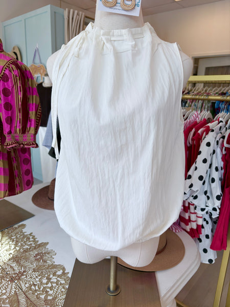 Marin S/L Tie Neck Top OffWhite