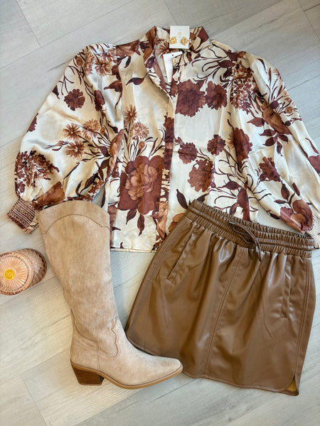 Emmie Floral Print Blouse Coffee