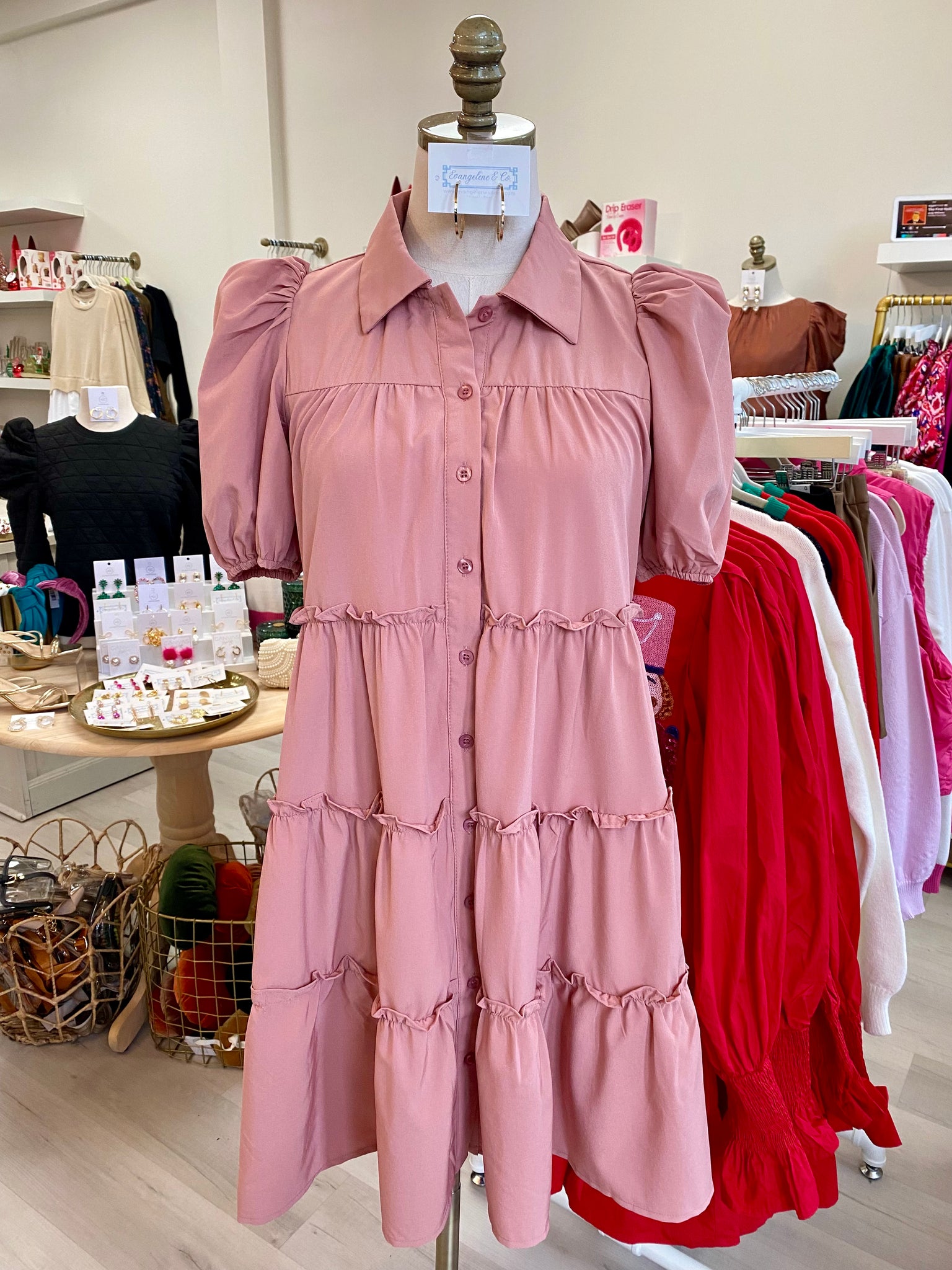 Dusty Rose Collared Dress