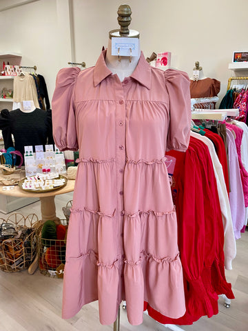 Dusty Rose Collared Dress