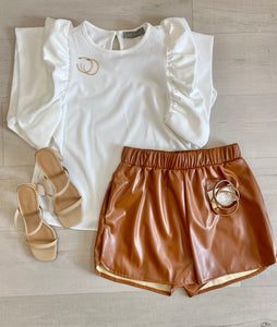 White Bubble Sleeve Top