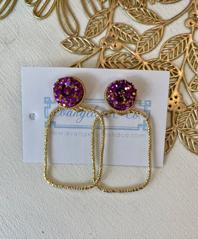 Purple Confetti Top Earring
