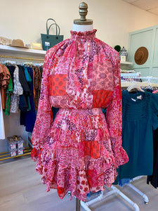 Patchwork Chiffon Dress Pink