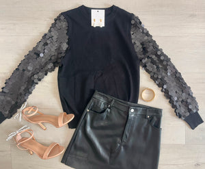 Black Matte Sequin Sweater