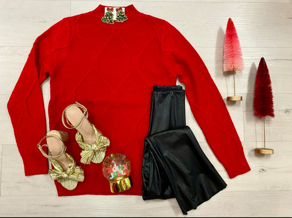 Jolly Red Cableknit Sweater