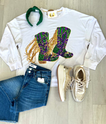 Fringe Mardi Gras Boot Top