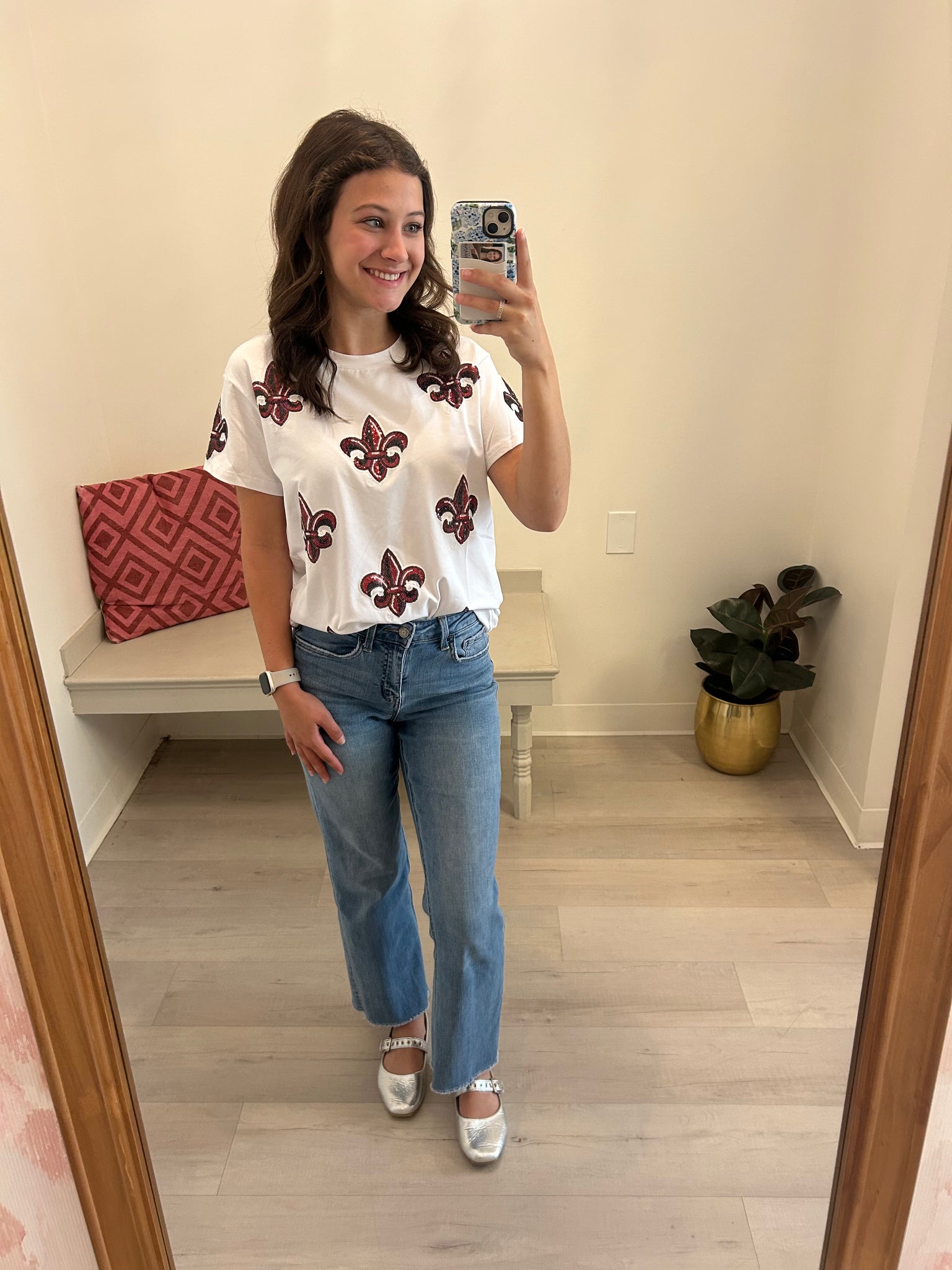 UL Sequin Fleur De Lis Top