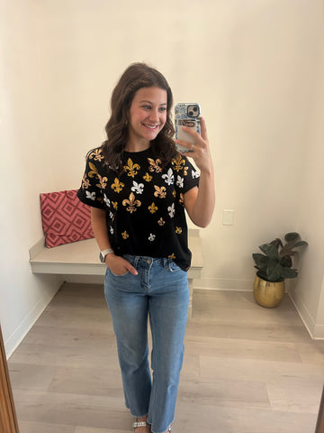 Geaux Saints Sequin FDL Top