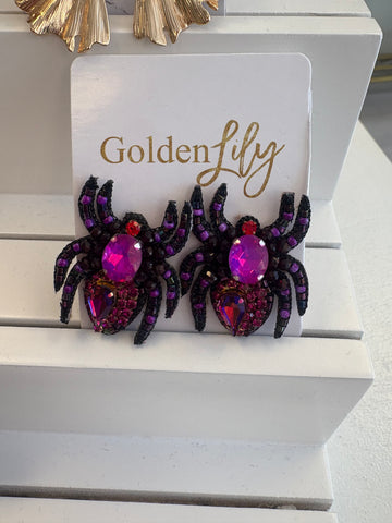Rhinestone Spider Stud Earring