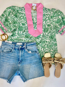 Colorblock Floral Top