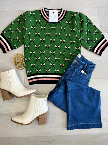 Emerald Noir Bow Sweater