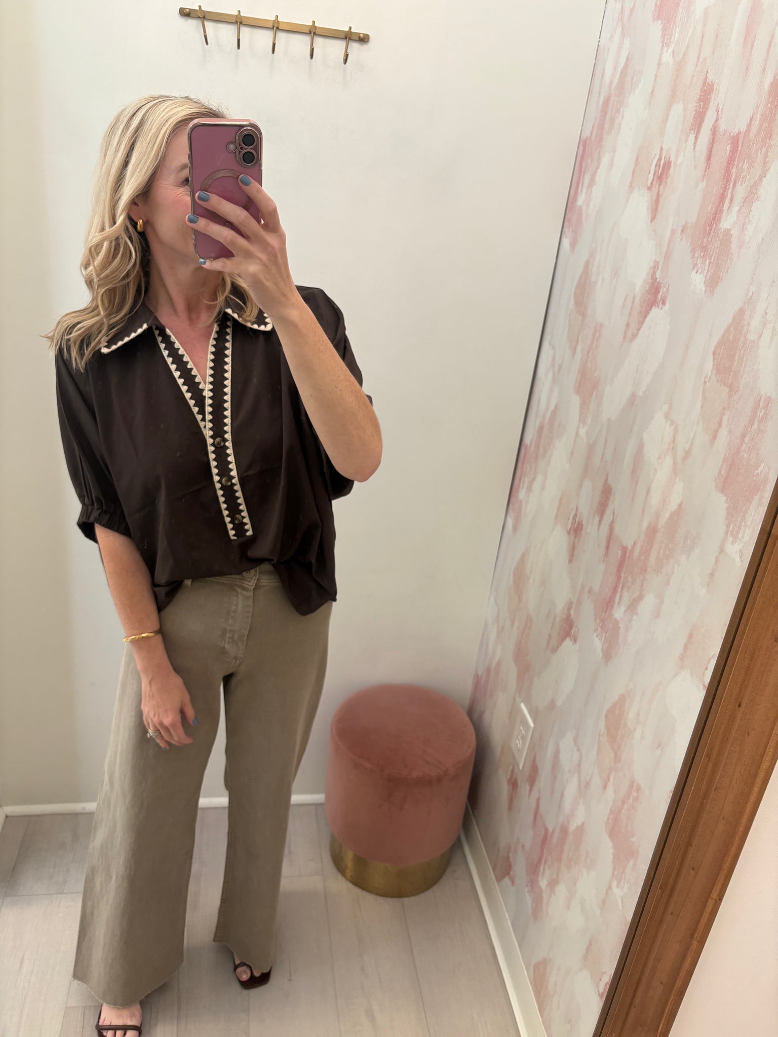 Lenny SS Collar Fall Top Brown