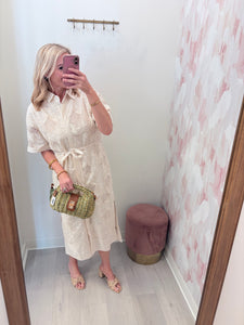 Lace Midi Shirt Dress Cream – Evangelene and Co