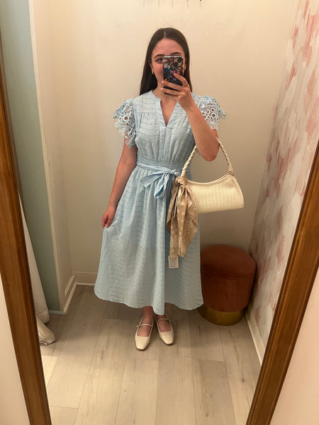 Eyelet Detail Midi Dress