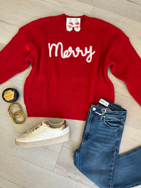 Merry Cableknit Sweater Red
