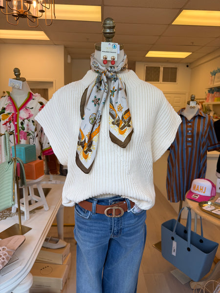 Mock Neck Cable Sweater Cream