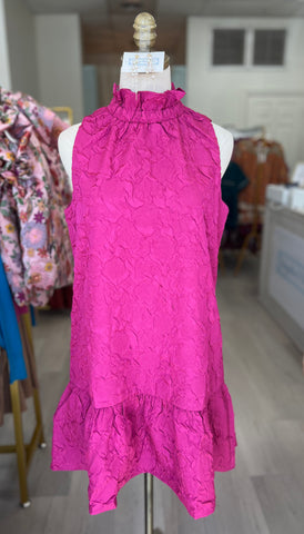 Greta Sleeveless Textured Dress Pink