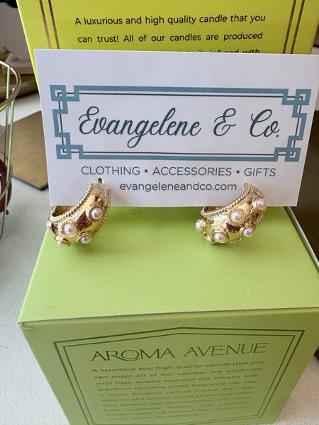 Pearl Metal Hoop Earring