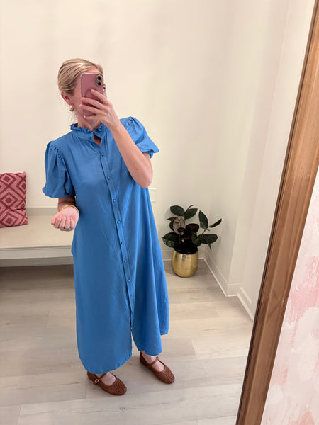 Palmer Button Up Midi Blue