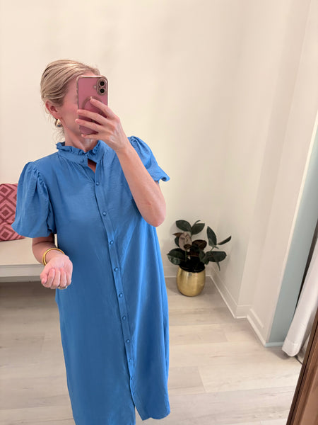 Palmer Button Up Midi Blue