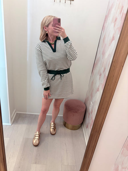 Tolson LS Striped Skort Set Green