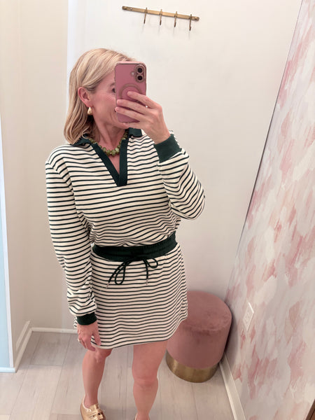 Tolson LS Striped Skort Set Green