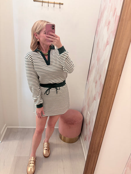Tolson LS Striped Skort Set Green