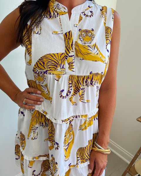 Tiger Poplin Shirt Dress