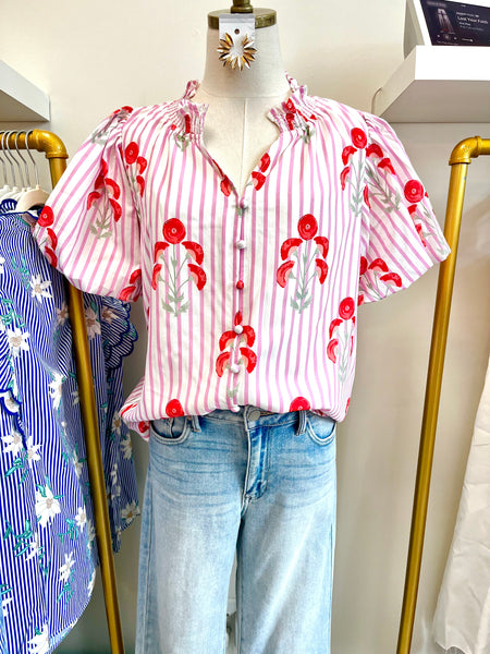 Sugar Flower Button Up Blouse