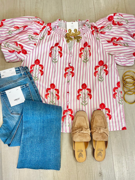 Sugar Flower Button Up Blouse