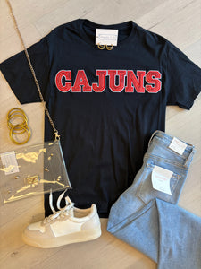 Cajuns Sequin TShirt Black