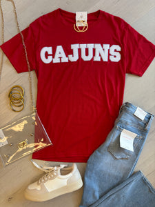 Cajuns Sequin TShirt Red