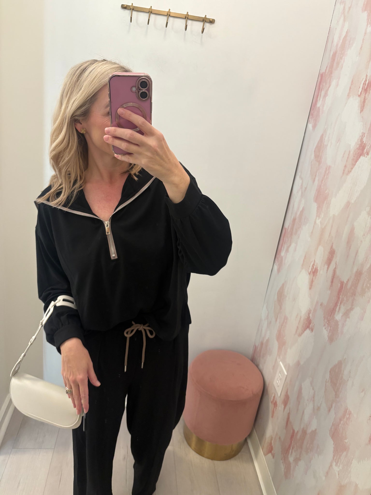 Sailor Zip Front Modal Pant Set Black